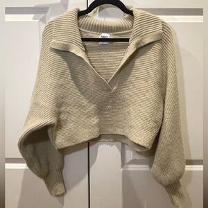 Princess Polly Tiara Cropped Sweater Beige Sz XS/S